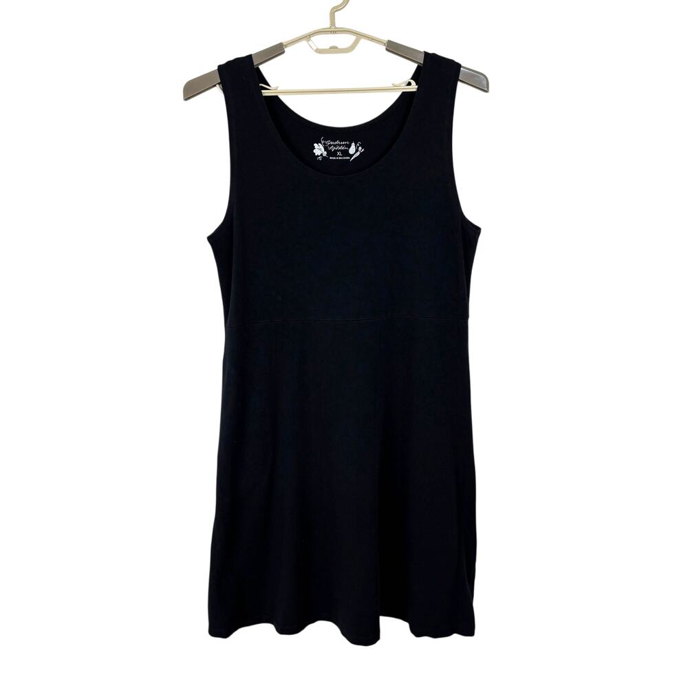 Gudrun Sjoden Black Jersey Knit Sleeveless Dress XL pockets modal cotton stretch